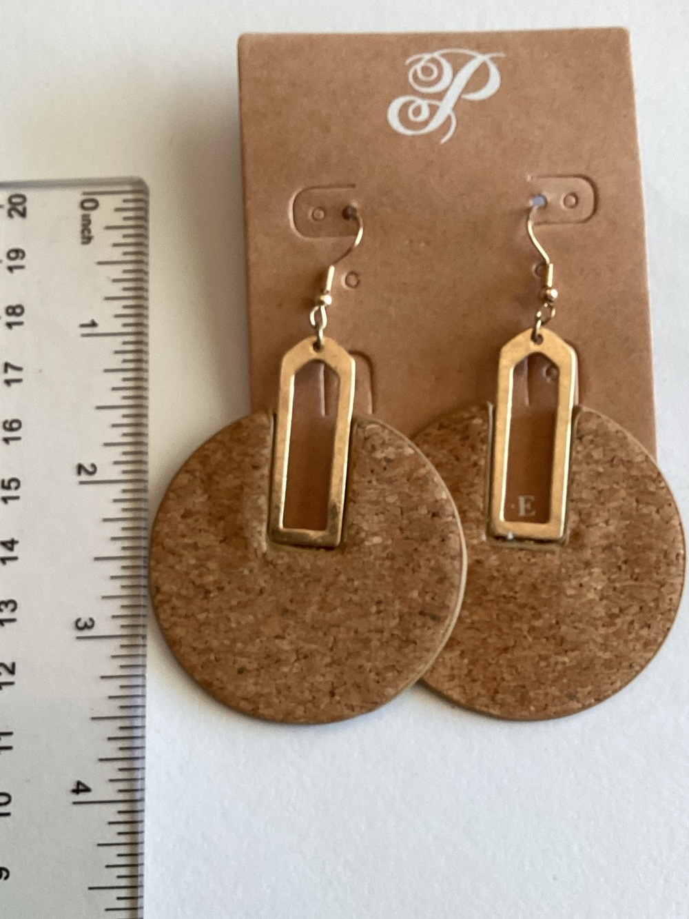 Plunder Cork and Gold-Tone Round Drop Earrings - Picture 2 of 3